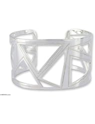 Sterling silver cuff bracelet, Modern Geometry