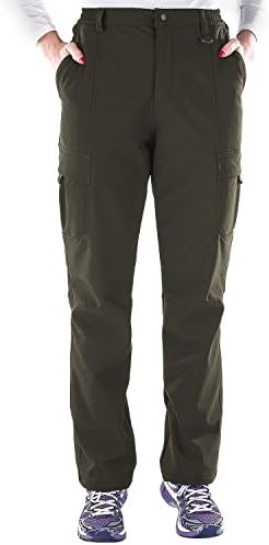 Nonwe Outdoors Lining Fleece Waterproof Pants for Skiing Climbing Trekking Hiking Women Green L