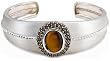Sterling Silver Tiger Eye and Smoky Quartz Bangle