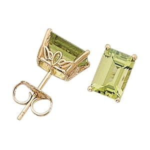14kt Yellow Gold Peridot Scroll Fancy Earrings