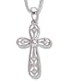 Antique Beaded Style Diamond (.05 ctw) Cross Pendant in White Gold with 16in. chain