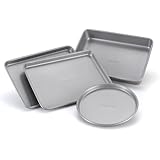 Farberware Nonstick Bakeware 4-Piece Toaster Oven Set, Gray