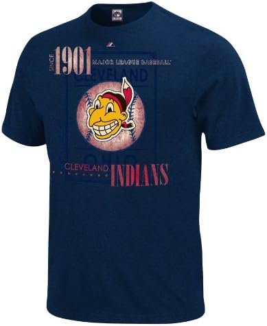 MLB Cleveland Indians Men's Drawing on Inspiration Short Sleeve Tee, Athletic Navy Heather, Medium