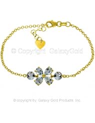 Aquamarine Flower Bracelet in 14k Yellow Gold