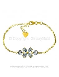 14k Yellow Gold Floral Bracelet with Aquamarines