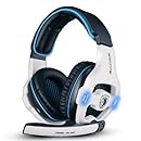 Sades Stereo 7.1 Surround Pro USB Gaming Headset with Mic Headband Headphone (White)