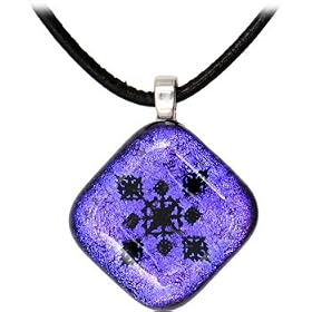 Holly Lynn Purple Glitz Snowflake Dichroic Glass Necklace