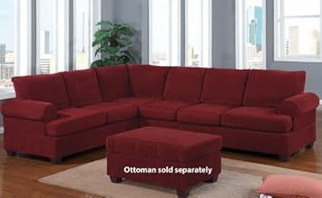 2pc Sectional Sofa with Reversible Loveseat Wedge in Wine Corduroy