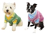 Preppy cable knit sweater & polo shirt mock twin set for dog pet apparel clothing