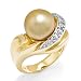 South Sea Golden Pearl Ring with Diamonds in 14K Yellow Gold