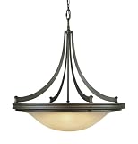 Murray Feiss F1923/3ORB Pub Three-Light Billiard Chandelier, Oil Rubbed Bronze with Frosted Amber Glass Shades