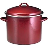 Paula Deen Signature Enamel on Steel 12-Quart Stockpot, Red Speckle