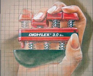 Cando Digi-Flex Hand Exerciser - 5 Piece Set Y,R,G,B,BLK - No Rack