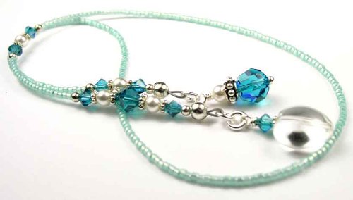 December Blue Zircon Sterling Silver Bookmarks; Swarovski Crystal Beaded Birthstone Book Thongs