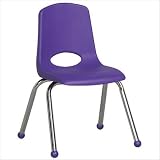14" School Stack Chair With Chrome Legs Color: Purple, Glide: Ball Glide