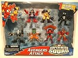 Marvel Superhero Squad Mini Figure 7Pack Avengers Attack Crossbones, Wolverine, Iron Man, Captain America, Leader, Black Costume SpiderMan, Red SheHulk