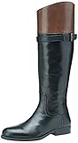 Nine West Women's Velika Leather Riding Boot, Black/Dark Brown, 8.5 M US