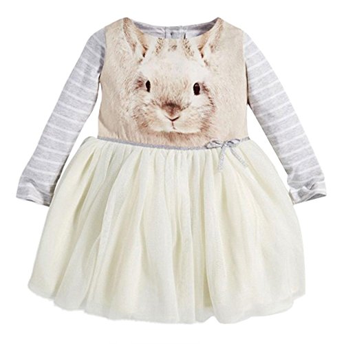 Weixinbuy Kid Baby Girl's Long Sleeve Rabbit Tutu Dress