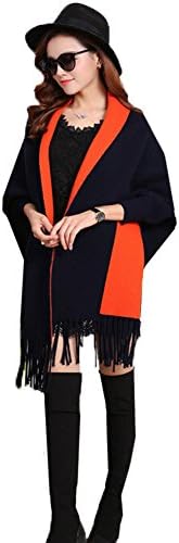 Womens Spring Cashmere Fashion Cardigan Sweaters Fringe Shawls Wraps for Gifts Cyan