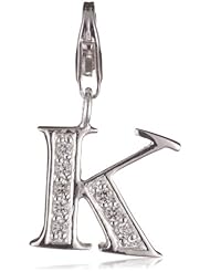 VINANI brand Germany 925 Sterling Silver Charm Pendant Alphabet Initial Letter K shiny Zirconia white HKC