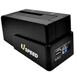 Uspeed USB 3.0 & eSATA to SATA External Hard Drive Docking Station for 2.5 or 3.5in HDD, SSD with USB 3.0 Cable and eSATA Cable (Chipsets: ASM1051+ASM1453)