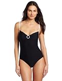 Nautica Womens Ring One Piece Maillots, Black/White, 6