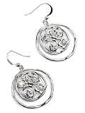 Silver Round Rhinestone Abstract Shape Earrings Fashion Jewelry
