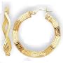 14k Yellow Large Greek Key Twisted Hoop Earrings - JewelryWeb