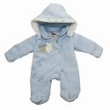 Baby Boy Blue Winter Coat with Hood, Just Too Cute Dog & Bear Design (Newborn)