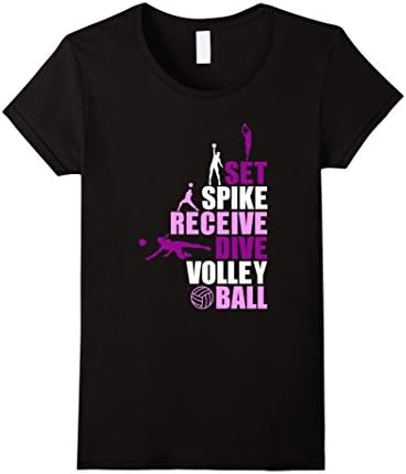Women's Set Spike Receive Dive Volleyball t-shirt Small Black