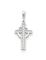 14k White Gold Celtic Cross Pendant. Metal Wt- 2.22g