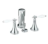 KOHLER K-316-4P-CP Finial Traditional Bidet Faucet with Lever Handles, Polished Chrome