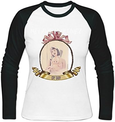 DLROSE Women's Cry Baby Melanie Martinez Shirt Raglan Baseball Tee L White