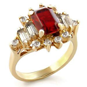 Isady - Mikayla - Bague femme - Anneau Plaqué Or jaune 585/1000 - Oxyde de zirconium rouge - T 52