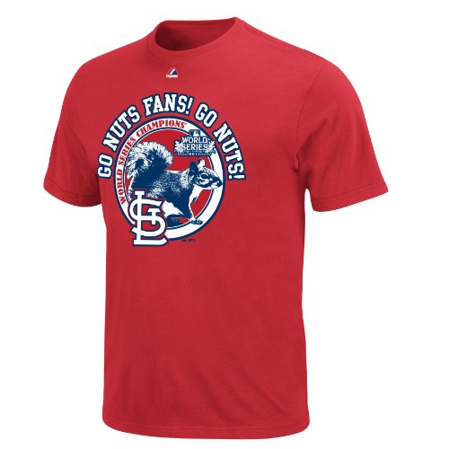 MLB Men's St. Louis Cardinals Go Nuts Fans! Go Nuts! Short Sleeve Tee (Athletic Red, XX-Large)
