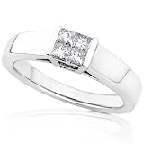 1/4ctw 14k White Gold Princess Diamond Engagement Ring (HI/I1)
