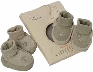 Organic Cotton Booties (3-6m,Green Tea and Pistachio)