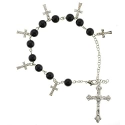 St. Benedict Rosary Bracelet - 7.5MM Hemetite and Link Chain