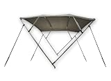 Seamax Portable 4 Bow Bimini Top Fit 15 to 20ft Inflatable Boat, 600 Dtx Polyester Fabric Gray Canopy, Size E Dimension W77" H55" L96"