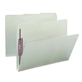 Smead Pressboard File Folders with SafeSHIELD Fasteners, Letter Size, 1/3 Cut Tab, Two Fasteners, 1 Inch Expansion, Gray/Green, 25 Per Box, (14931)