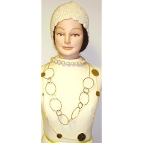 Set of Three Very Long Chain Ivory Pearls and Gold Plated Necklaces One Short Chain Large Ivory...