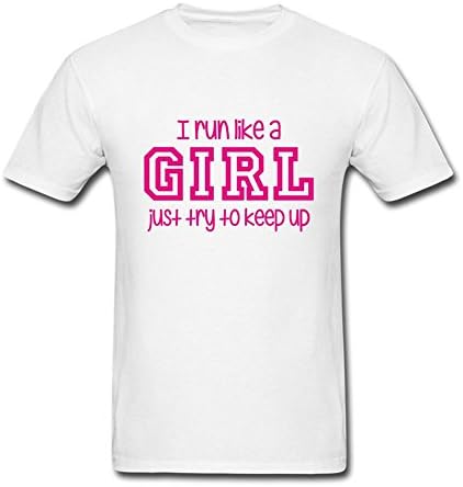 HnHaigg Men's I Run Like A Girl Funny T-Shirt White L