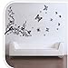 SOLEDI Classic Floral Black Vine Butterfly Flower DIY Wall Stickers Mural Art Wall Home Office Room Decor Vinyl Wall Decal