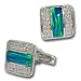 Cufflink Jewelry - Synthetic Opal Cubic Zirconia Platinum Overlay CAREFREE Sterling Silver Cufflinks