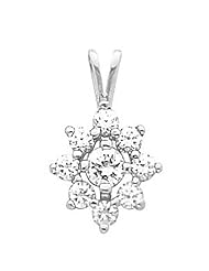 14K White Gold Diamond Cluster Pendant - 0.81 Ct. -- LIFETIME WARRANTY