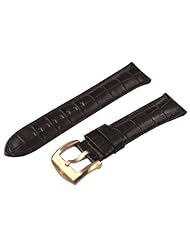 SR Brown Italian Calfskin Leather Padded Crocodile Grain 24mm Watch Strap with Rose Gold Buckle