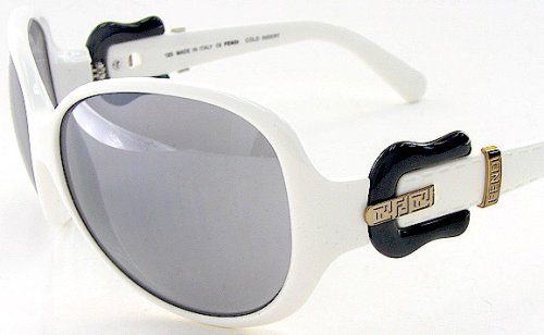 New Fendi Sunglasses FS382 FS 382 105 Gray Lens White Frame Buckle Logo Size:64-14-120