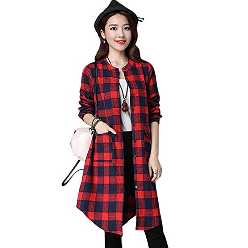 formanism セレカジ ゆったり 格子 チェック 長袖 コットン ワンピース チュニック レディース