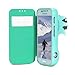 GMYLE(R S-View with Lens Cover for Samsung Galaxy S4 Zoom - Mint Green Zoom TPU Flip Folio Cases with Lens Cover Brand Logo