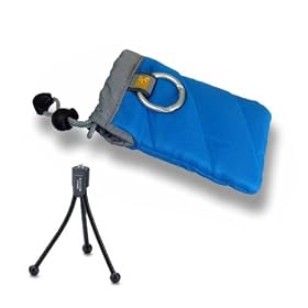 Carrying Pouch (blue) and flexible Mini Tripod Combo for Flip Mino/ MinoHD Camcorder